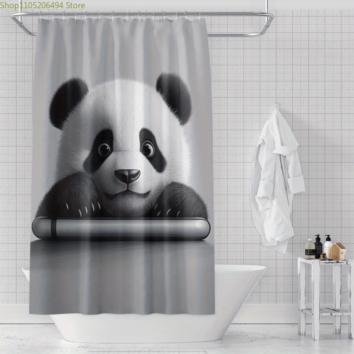 Home Bathroom Design Ideas - Sevimli Panda Ayı Duş Perdesi, Sevimli