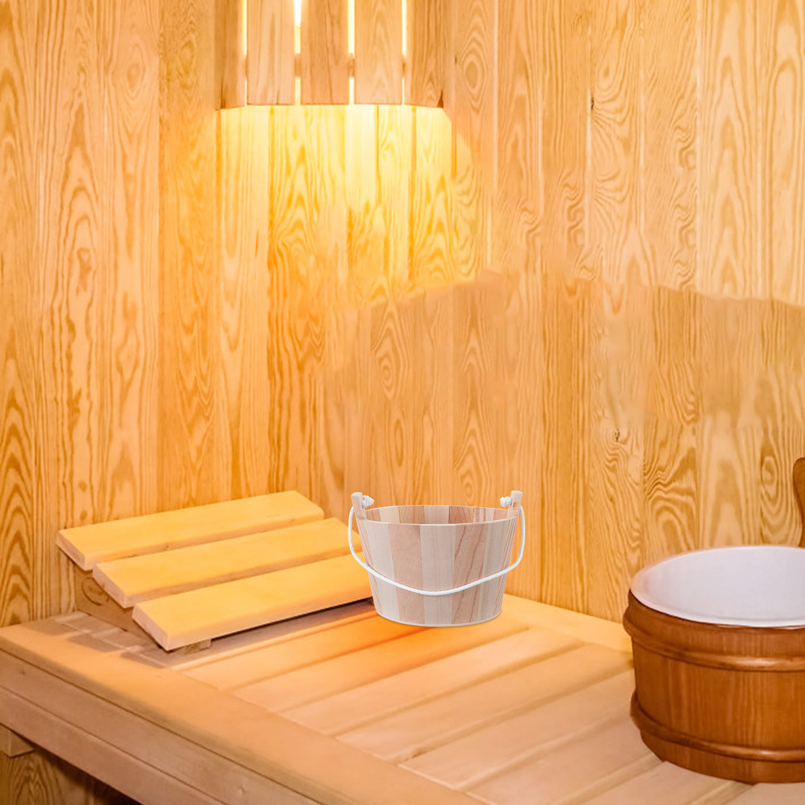 Home Bathroom Accessories - Premium Doğal Ahşap Sauna Kovası El