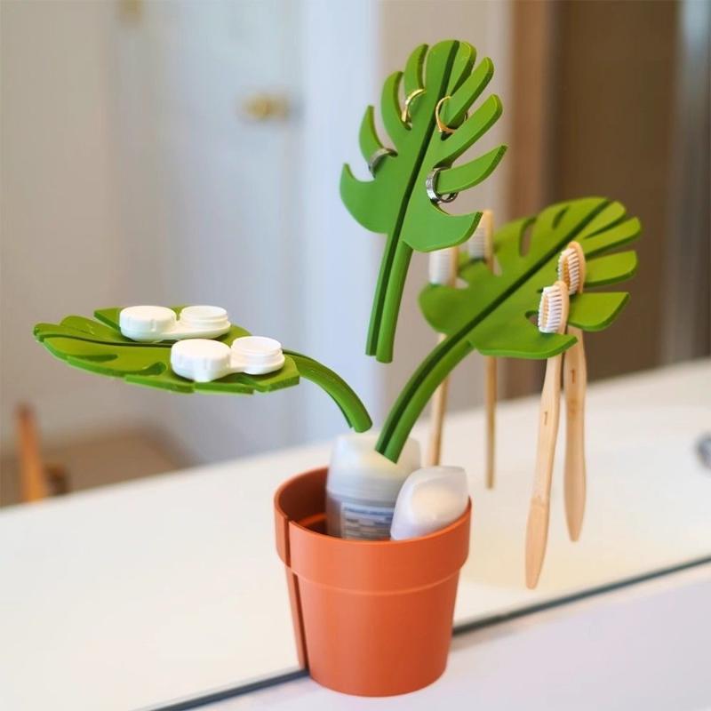 Home Bathroom Renovation - Aynalı Monstera Banyo Düzenleyici Ayna Takı
