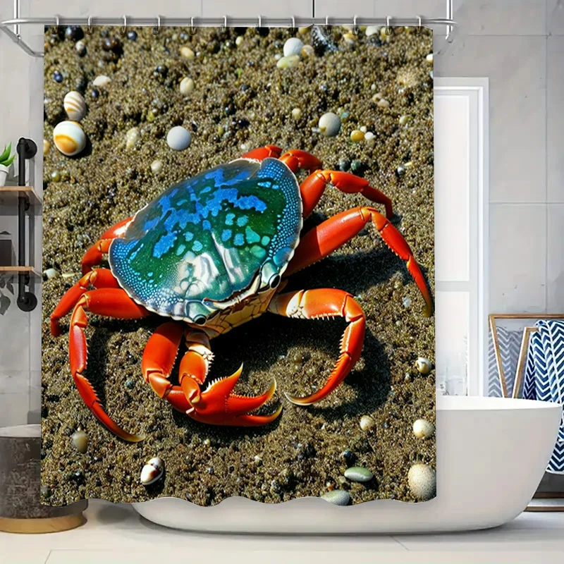 Home Bathroom Design Ideas - 3D Baskılı Duş Perdesi Mavi Yengeç