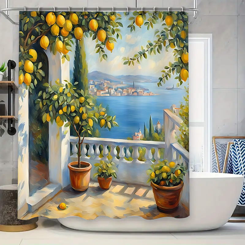Home Bathroom Design Ideas - Akdeniz Limon Bahçesi Duş Perdesi, Kıyı