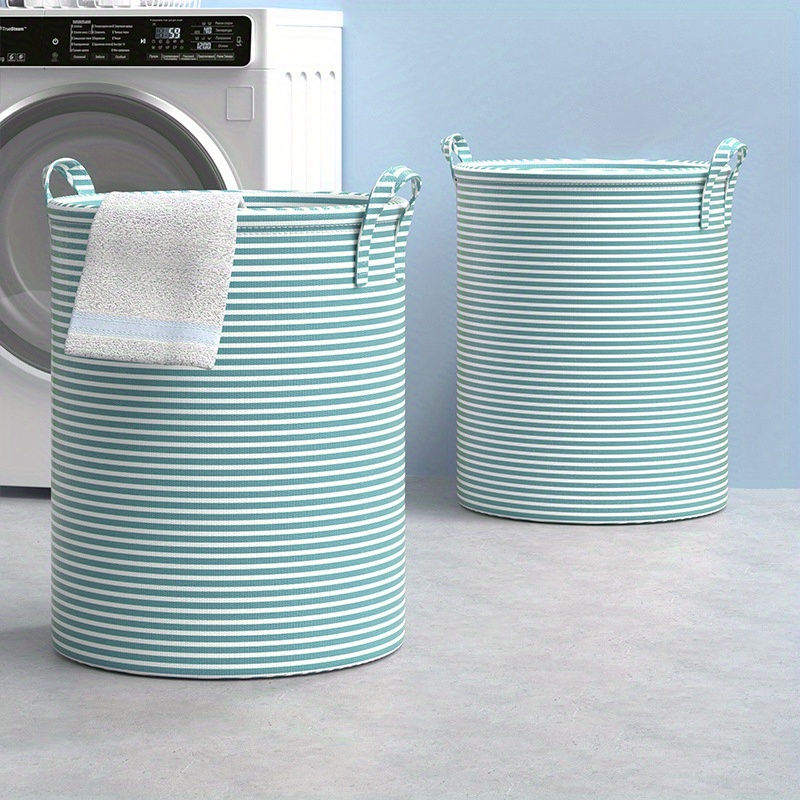 Home Goods Bathroom Storage - Katlanabilir Minimalist Çizgili Çamaşır Sepeti Çok