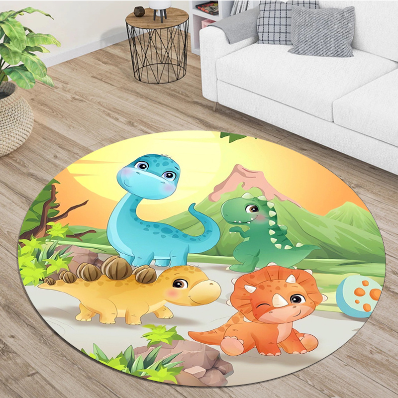 Zara Home Bathroom Rug - Sevimli Karikatür Dinozor Dağ Gün Batımı