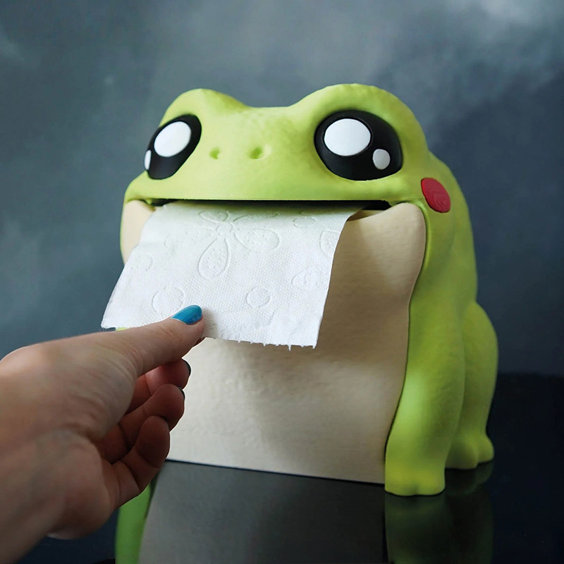 Home Bathroom Paper Towel Dispenser - Komik Kurbağa Doku Kutusu Taşınabilir Kağıt