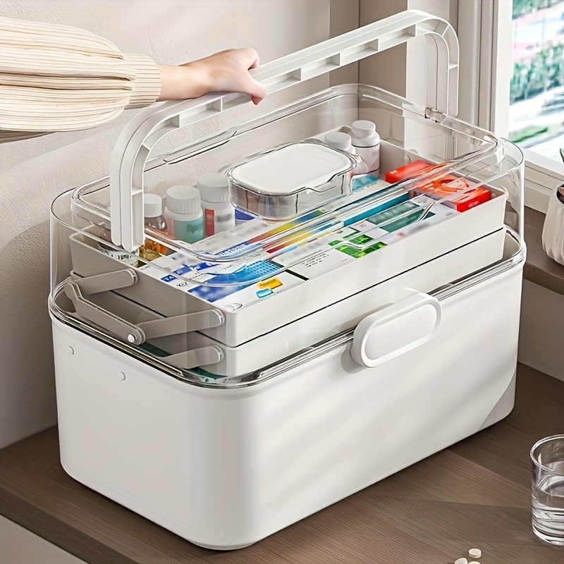 Home Goods Bathroom Storage - Büyük Kapasiteli Şeffaf Kapaklı İlaç Saklama