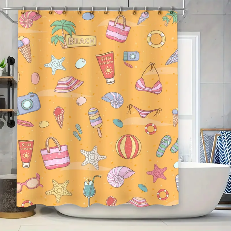 Plaj Yaz Temalı Duş Perdesi, S - Home Bathroom Design Ideas incelemesi ve fiyatı