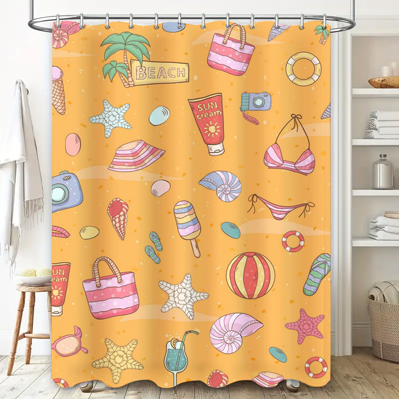 Plaj Yaz Temalı Duş Perdesi, S - Home Bathroom Design Ideas incelemesi ve fiyatı
