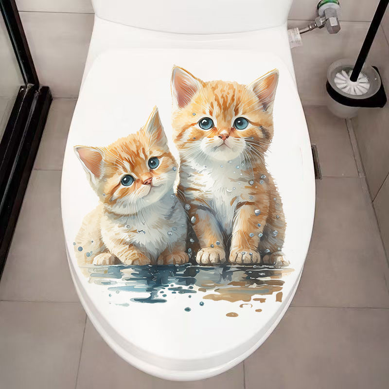 İki Sevimli Kedi Duvar Sticker - Home Bathroom With Two Toilets incelemesi ve fiyatı