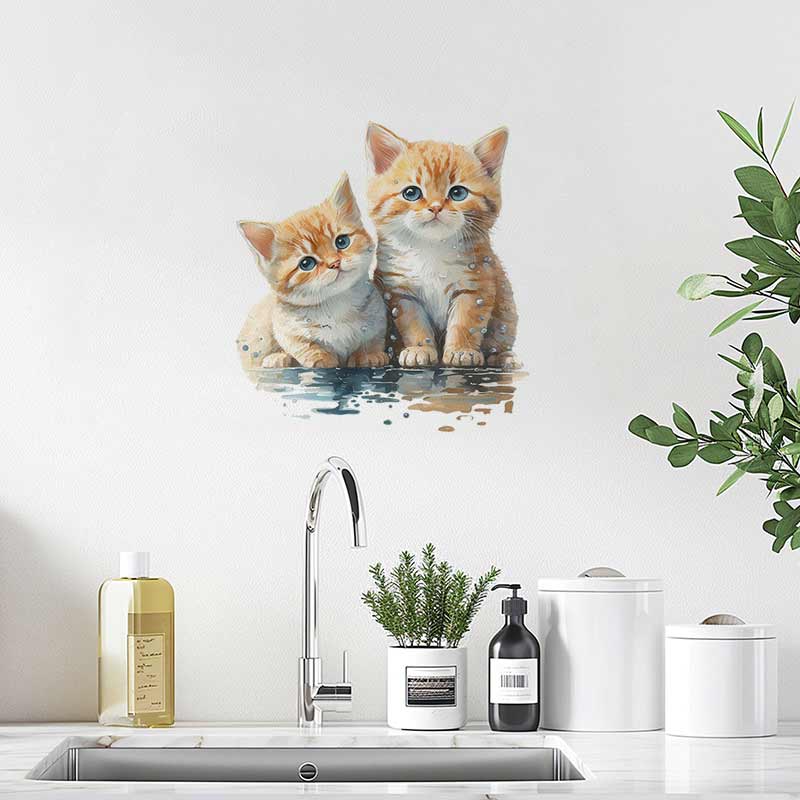 İki Sevimli Kedi Duvar Sticker - Home Bathroom With Two Toilets incelemesi ve fiyatı