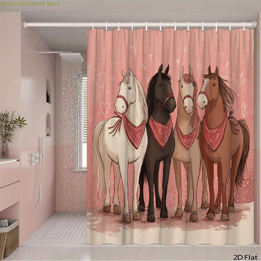 Sevimli Atlar Duş Perdesi, Kar - Home Bathroom Design Ideas incelemesi ve fiyatı